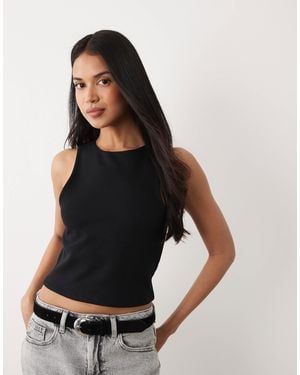 ASOS Compact Cotton Super Crop Racer Tank Top - Black