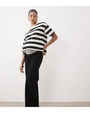 Mama.licious Mamalicious Zwangerschapsjeans Met Wijde Pijpen Over De Buik - Zwart