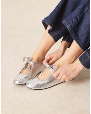 ASOS Loom Lace Up Ballets - Blue