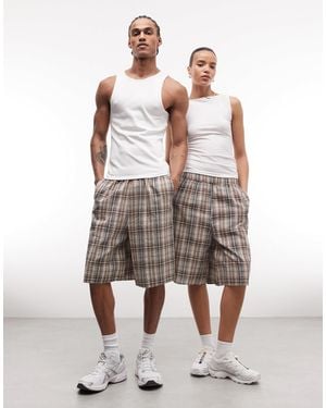 Collusion Unisex Longline Short - Brown