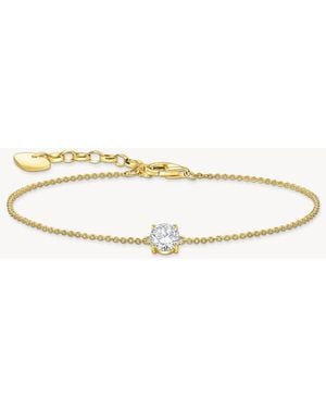 Thomas Sabo Pulsera De Plata De Ley 925 Chapada En Oro Amarillo De 18 Quilates Con Colgante De Circonita Blanca De -Dorado - Neutro