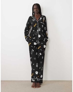 DKNY Long Sleeve Cotton Pyjama Set - White