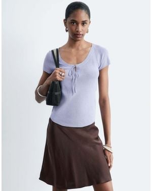 & Other Stories Short Sleeve T-shirt With Low Neckline And Bow Tie Detail - White