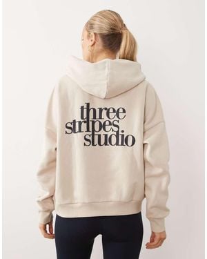 adidas Originals Adidas Sportswear Three Stripes Studios Hoodie - Natural