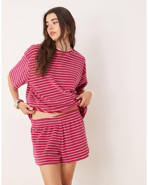 ASOS Towelling Boxer Short Co-ord - Pink