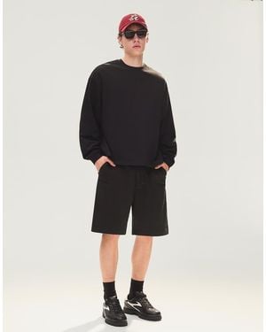 Bershka Basic Fleece Bermuda Shorts - Black