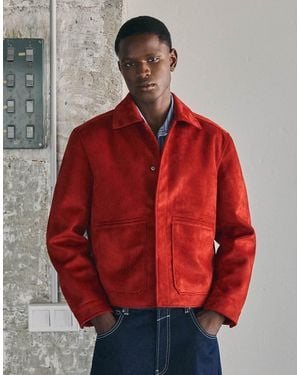 Bershka Faux Suede Jacket - Red