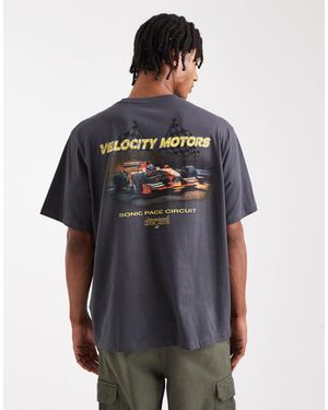 Jack & Jones Oversize T-shirt With Car Back Print - Grey