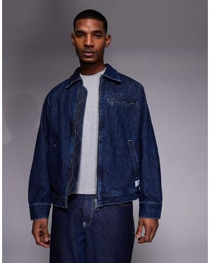 HUGO Elzo Regular Fit Zip Through Denim Jacket - Blue