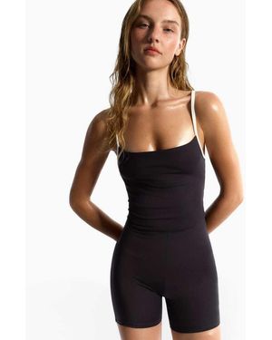 Bershka Short Contrast Strap Jumpsuit - Blue