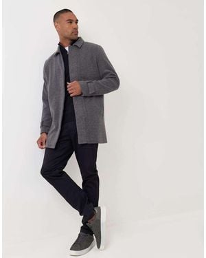 Threadbare Longline Funnel Neck Coat - Blue
