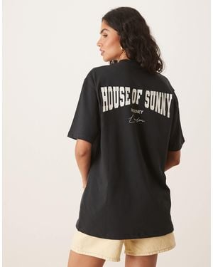 House Of Sunny Hackney Logo Oversized T-Shirt - Black