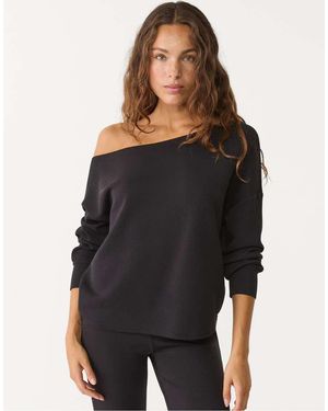 Stradivarius Off Shoulder Sweatshirt - Black