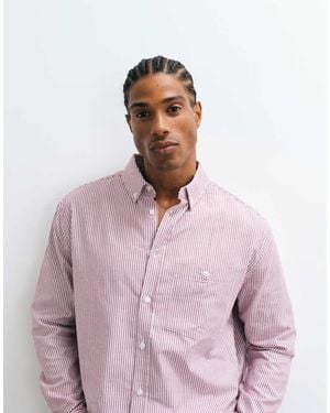 ASOS Camicia Oxford A Righe Relaxed Bordeaux - Rosa