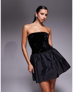 New Look Sequin Bandeau Mini Dress - Black
