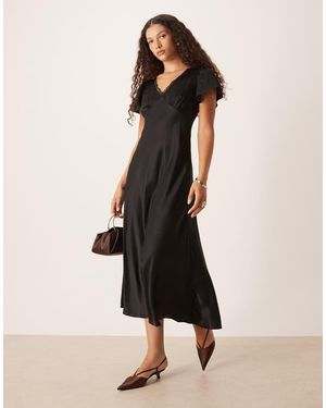 Nobody's Child Vestido Semilargo Con Cuello De Pico De Encaje Sienna De - Neutro