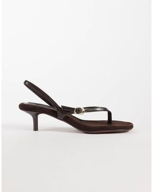 River Island Suedette Flip Flop Kitten Heels - Brown
