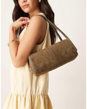 ASOS Faux Suede Bowler Shoulder Bag - Natural