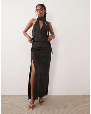Miss Selfridge Satin Maxi Skirt Co-ord - Red