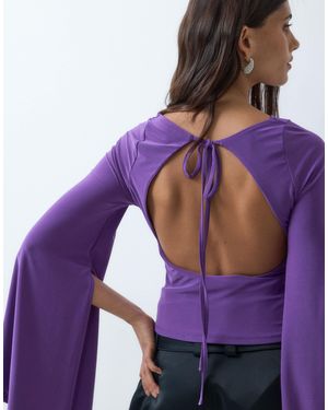 ASOS Draped Sleeve Open Back Top - Purple