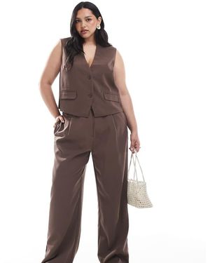 Pieces Plus Pieces Curve Tailored Multiway Button Leg Trouser Co-ord - Brown