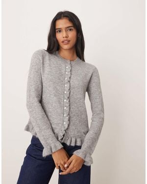 Glamorous Gilet court boutonné à volants - Gris