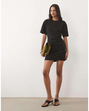Mango Vestito Corto Con Arricciatura - Nero