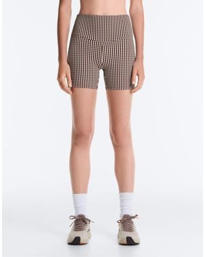 Oysho Comfortlux High-Rise 10Cm Gingham Hot Trousers - Brown