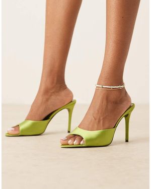 Mango Satin Open Back Heel - Green