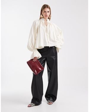ASOS Faux Leather Straight Minimal Trouser - White