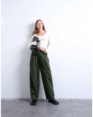 TOPSHOP Pleated Balloon jogger With Elasticated Waist - White