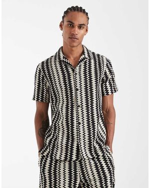 New Look Co-ord Zig Zag Print Shirt - Black