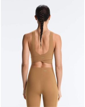 Oysho Light Touch Crossover Back Tank Top - Brown
