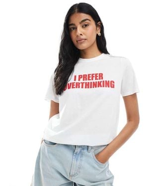 New Look I Prefer Overthinking Logo Oversized T-shirt - White