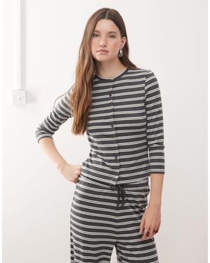 Collusion Button Through Cardigan (part Of A Set)-multi - Gray