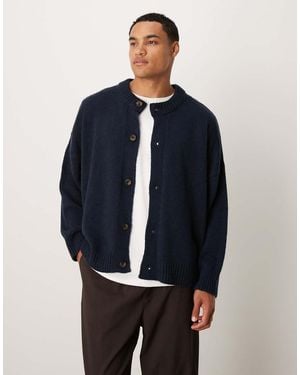 ASOS Super Oversized Boxy Fit Crew Neck Knitted Cardigan - Blue