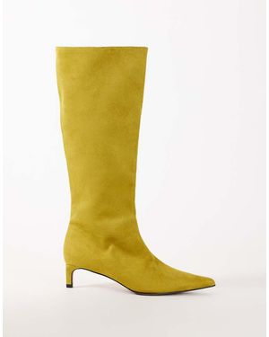 TOPSHOP Troy Kitten Heel Knee High Boot - Yellow