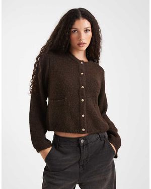 Object Slouchy Cardigan With Gold Buttons - Brown