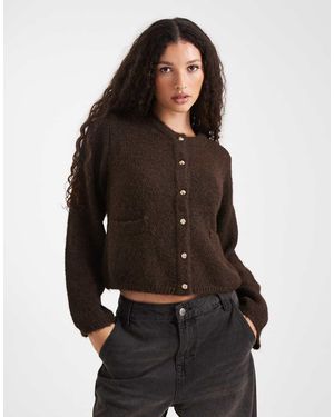 Object Cardigan Extra Largo Cioccolato Con Bottoni Dorati - Marrone