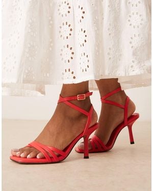 ASOS Sandalias Rojas De Tacón Medio Honey De -Naranja - Rojo