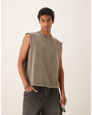 Abercrombie & Fitch – cropped-trägershirt aus hochwertigem, schwerem material - Braun