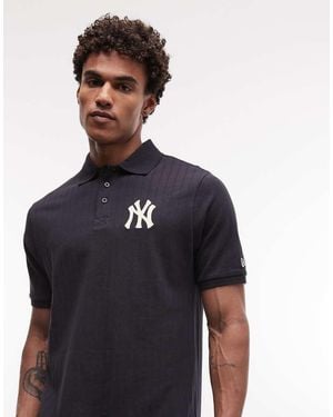 KTZ Ny Yankees Logo Ribbed Regualr Fit Polo Shirt - Blue