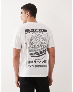 Jack & Jones Oversized T-Shirt Met Tokyo Ramen Club-Print Op De Achterkant - Grijs