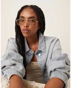 Lu Goldie Billie Rectangle Aviator Sunglasses - Grey