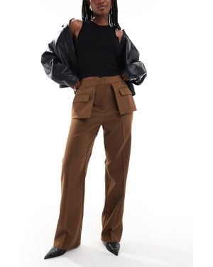 ASOS Tailored Straight Leg Pants With Exposed Utility Pocket - Black