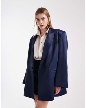 ASOS Satin Longline Oversized Blazer - Blue