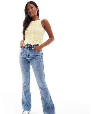 Miss Selfridge Heart Pocket Flare Jeans - Blue