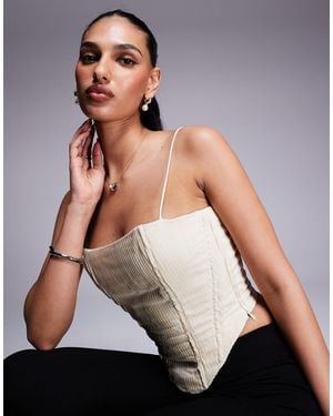 Princess Polly Pleated Lace Up Back Detail Corset Top - White