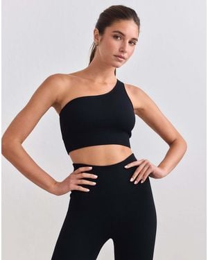 Aim'n Er nahtloser one-shoulder-bh mit rippstruktur - Schwarz