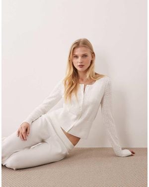 Hollister Gilly Hicks Jumper Button Through Top Co-Ord - Natural